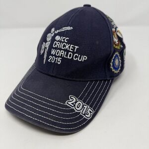 ICC Cricket World Cup 2015 Hat Cap Strap Back Mens One Size Blue Cricket Logos